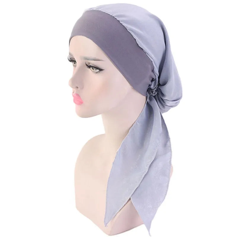 Lady Women Hat Chemo Cap Muslim Braid Head Scarf Turban Head Wrap Cover Ramadan Hair Loss Islamic Headwear Arab Fashion