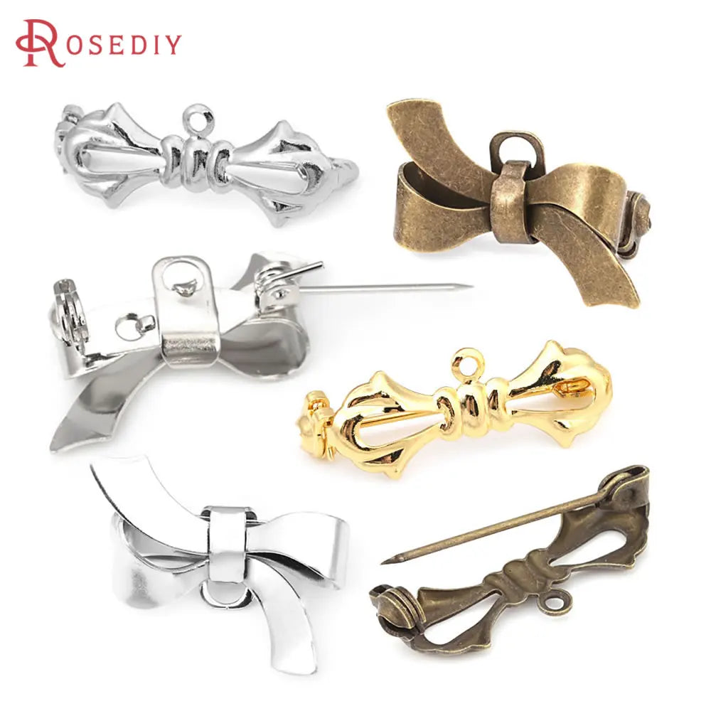10PCS Antique Bronze Brass Bow Shape Brooch Pins High Quality Diy Jewelry Making Supplies Brooch Accessories for Women