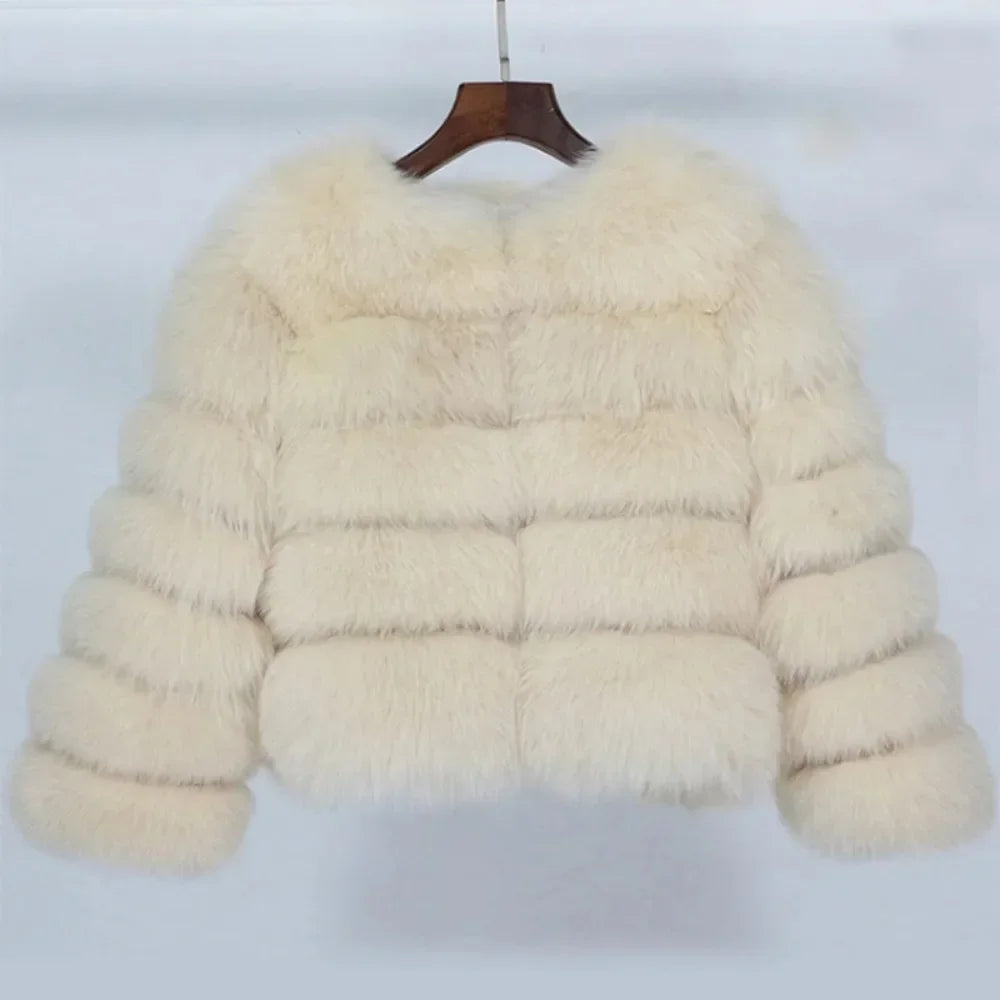 2024 Real Fox Fur Coat Winter Jacket Women Natural Fox Fur Raccoon Outerwear O-neck Thick Warm Luxury Female Plus Size