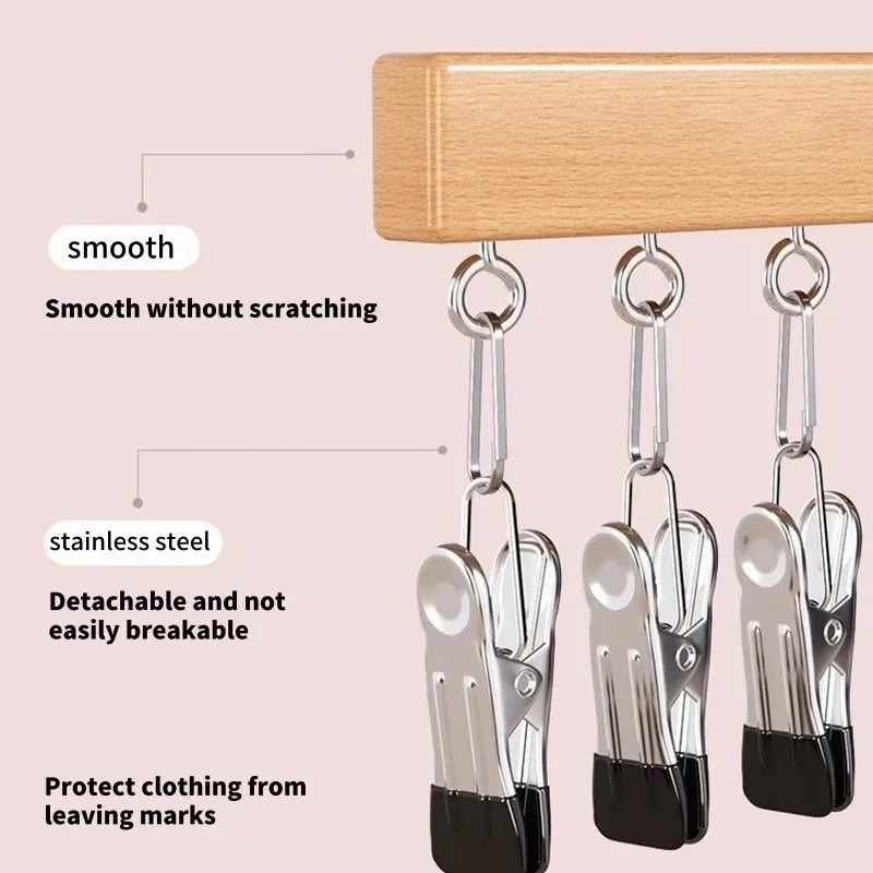 Pants Hanger with 10 Clothespins Space-Saving Closet Organizer for Hats Ties Belts Underwear Skirts Portable Home Dorm Storage