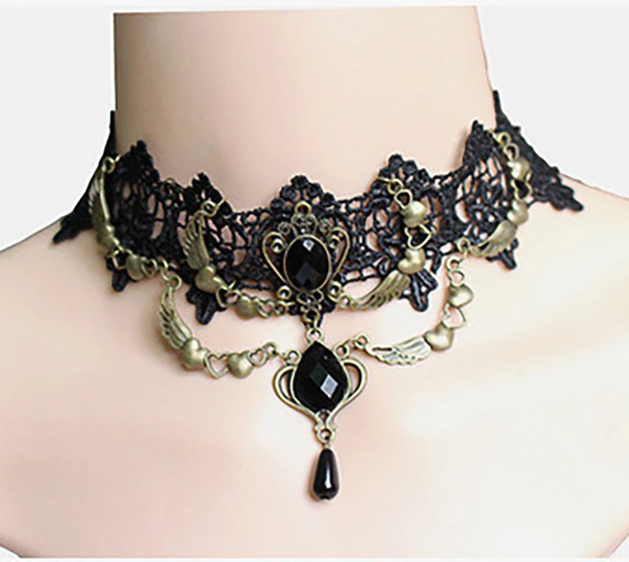 Rose Flower Red Black Stone Velvet Chokers for Women Lady Lace Bead Chains Sexy Necklace Girl Neck Jewelry Accessories Gifts 1PC