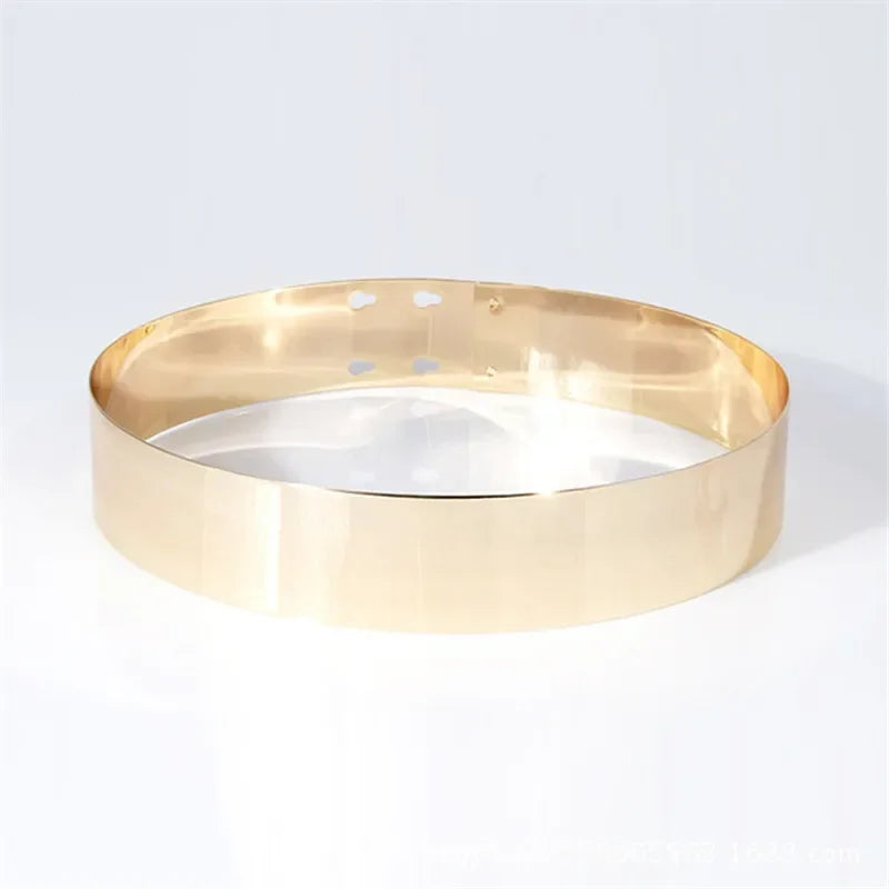 Width 4.5cm Metal Mirror Belt Fashion Women High Quality Waistband Golden Belt Cummerbunds European Style Girdle Strap Belt BL17