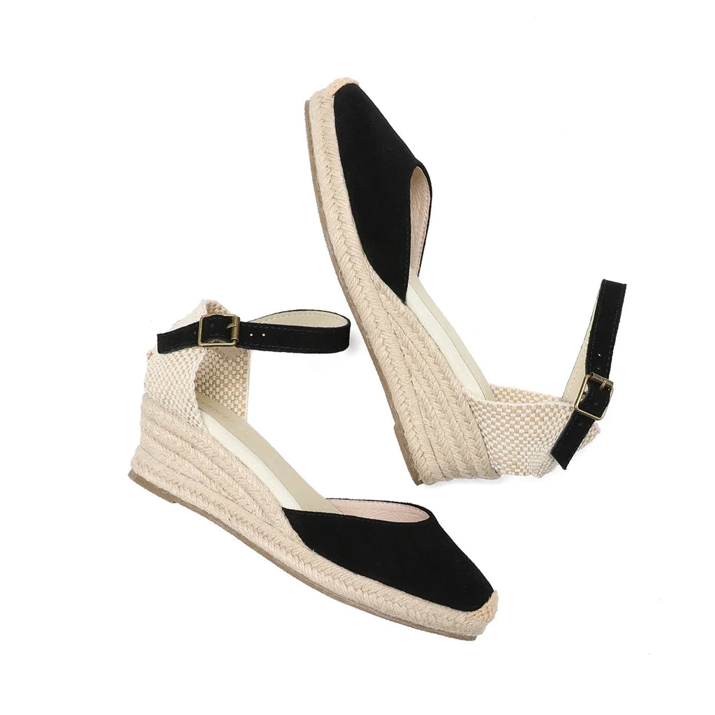 Espadrilles Wedge Flatform Women's Sandals Genuine Cow Suede Leather Sandals