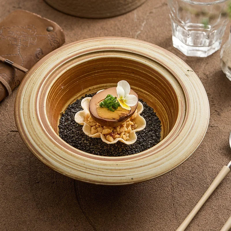 Creative Specialty Ceramic Plate Jupiter Tableware Dish Plate Home Straw Hat Plate Hotel Creative Bowl
