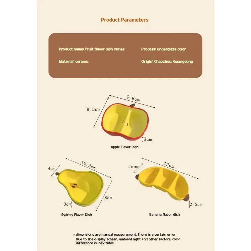Cute Cartoon Ceramic Dish Plates Fun Fruit Shape Household Snack Plate for Wedding Luxury Sauce & Seasoning Serving Small Plate