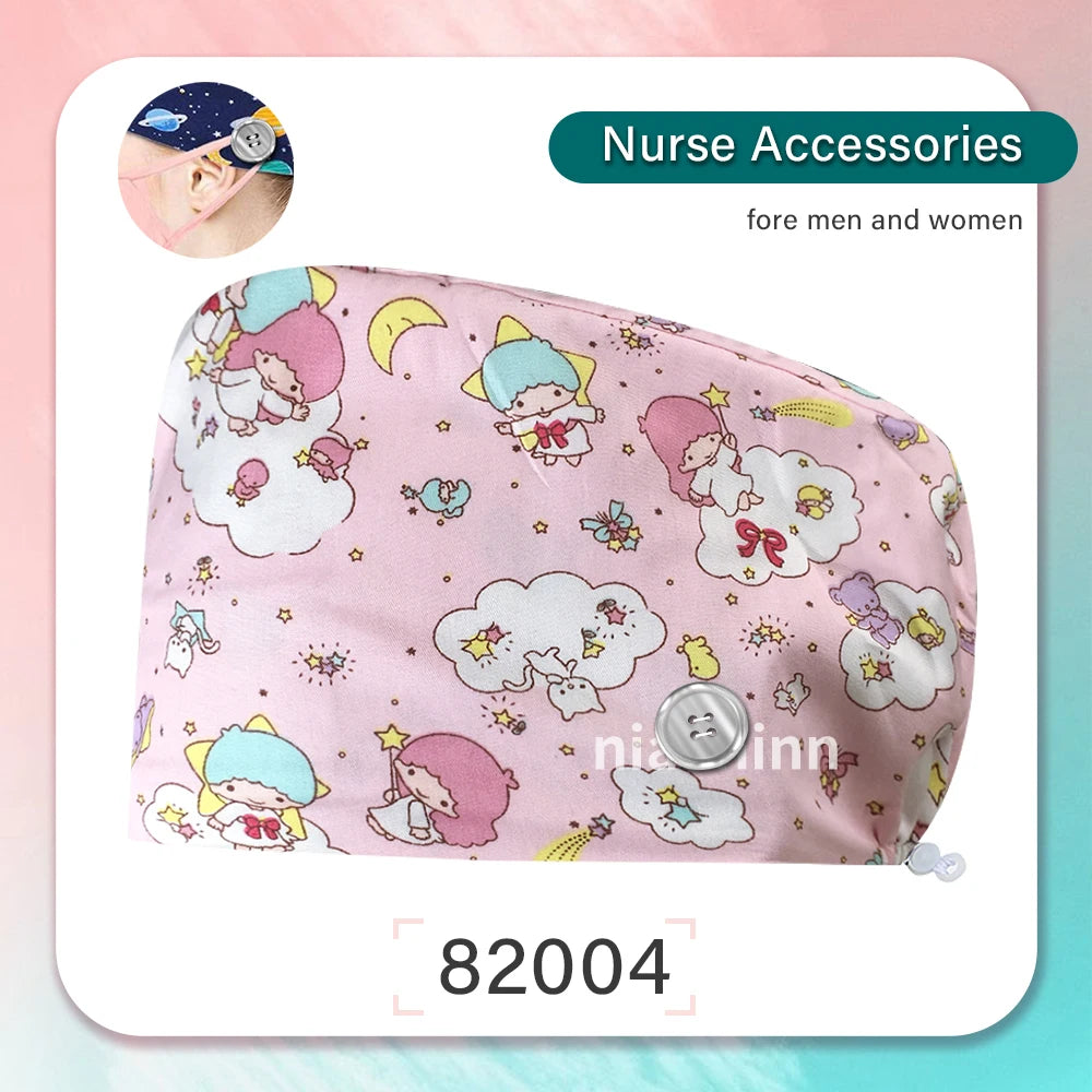 Nurse Scrubs Cap Women Health Workers Frosted Hat Lab Operator Work Cap Beauty Salon Dustjproof Working Hat Adjustable Scrub Cap
