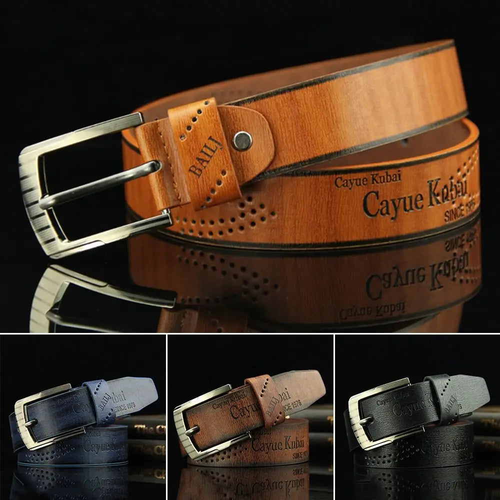 Men's Leather Belt Letter Print Luxury Classic Buckle Business Belts Cowboy Vintage Waistband Alloy Belts Durable
