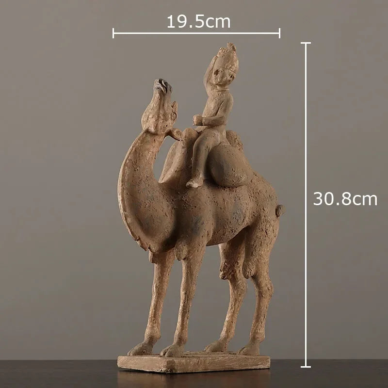 Terracotta Warriors Statue Resin Ornaments Desk Decoration Simulated Unearthed Pottery Horse Sculptures Room Aesthetics Decor