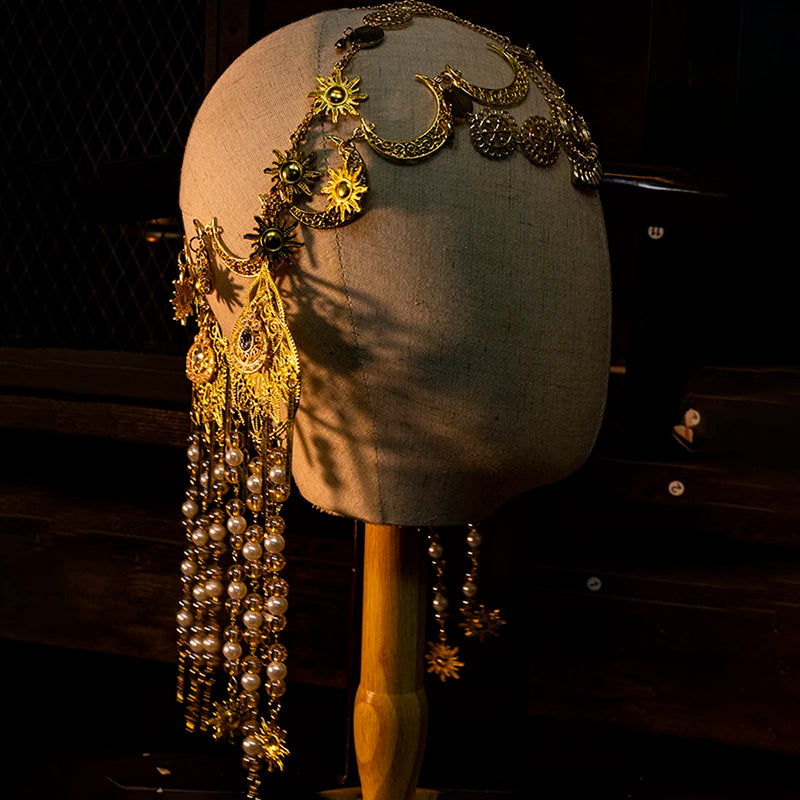 Cos Egyptian Headdress Pharaoh's Favorite Metal Props Cos Daughter's Headwear Necklace Avril Cosplay Photography Accessories