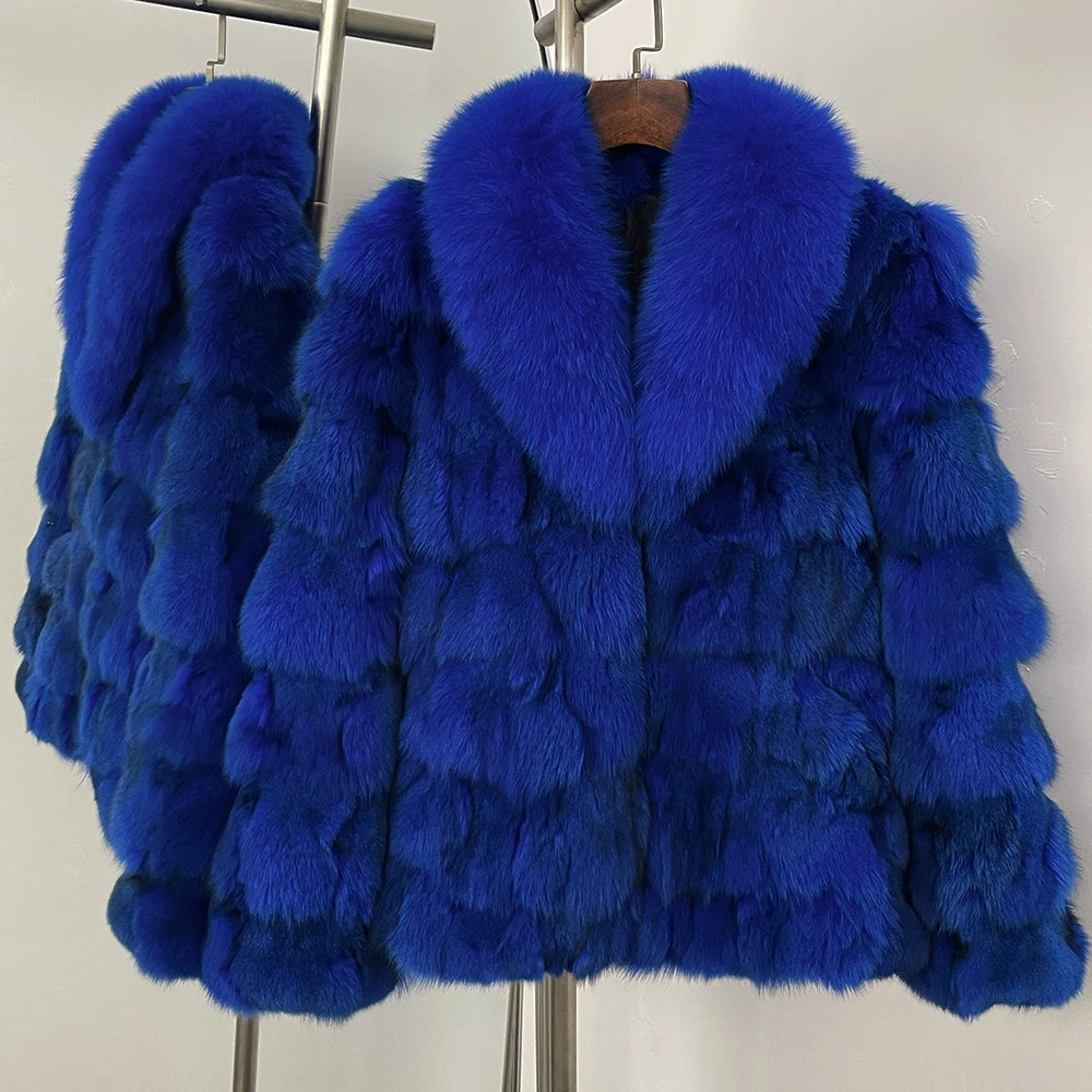 MENINA 2025 Winter Jacket Women Real Fox Fur Coat  Natural Fox Fur Collar Outerwear Thick Warm Sleeve Fashion Streetwear