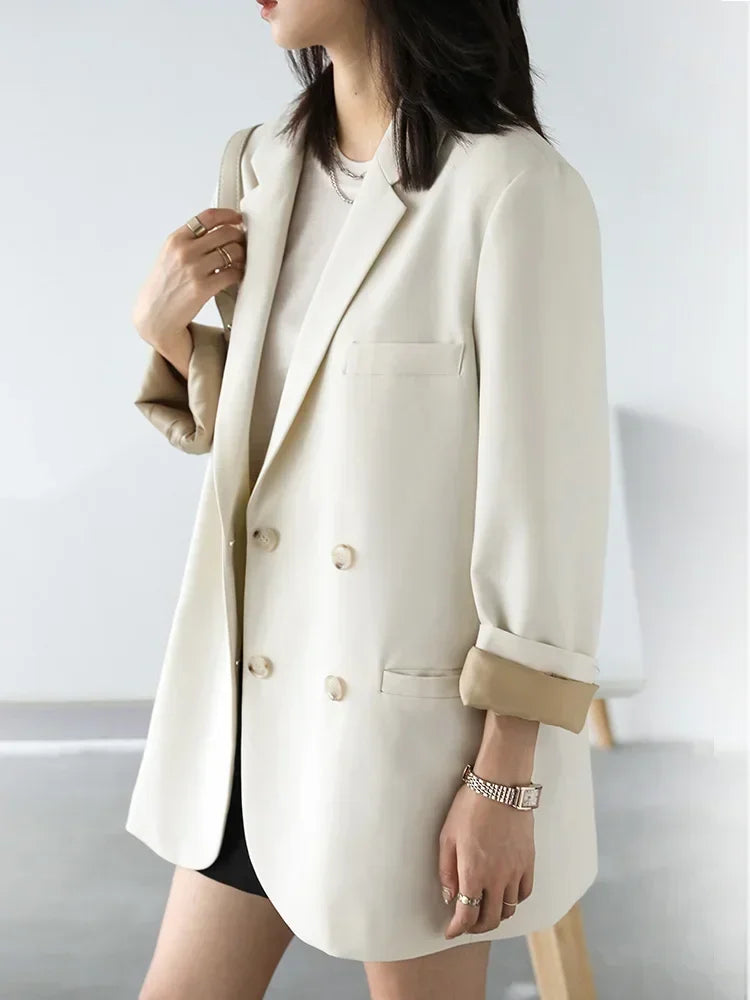 CHIC VEN Autumn New Fashion Women's Blazer Casual College Style Solid Color Office Lady Coat Long Sleeve Loose Women Clothes Top