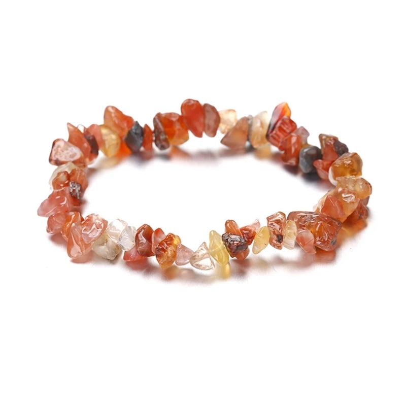 Color Natural Gem Chakras Crystal Bracelet for Men and Women Irregular Roller Polishing Alignment Gravel Bracelet for Meditation