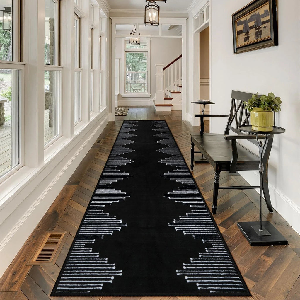 Long Rug for Hallway Home Black Corridor Nonslip Soft Carpet Dirt-resistance Machine Washable Kitchen Floor Mat Ковер Tapis 러그