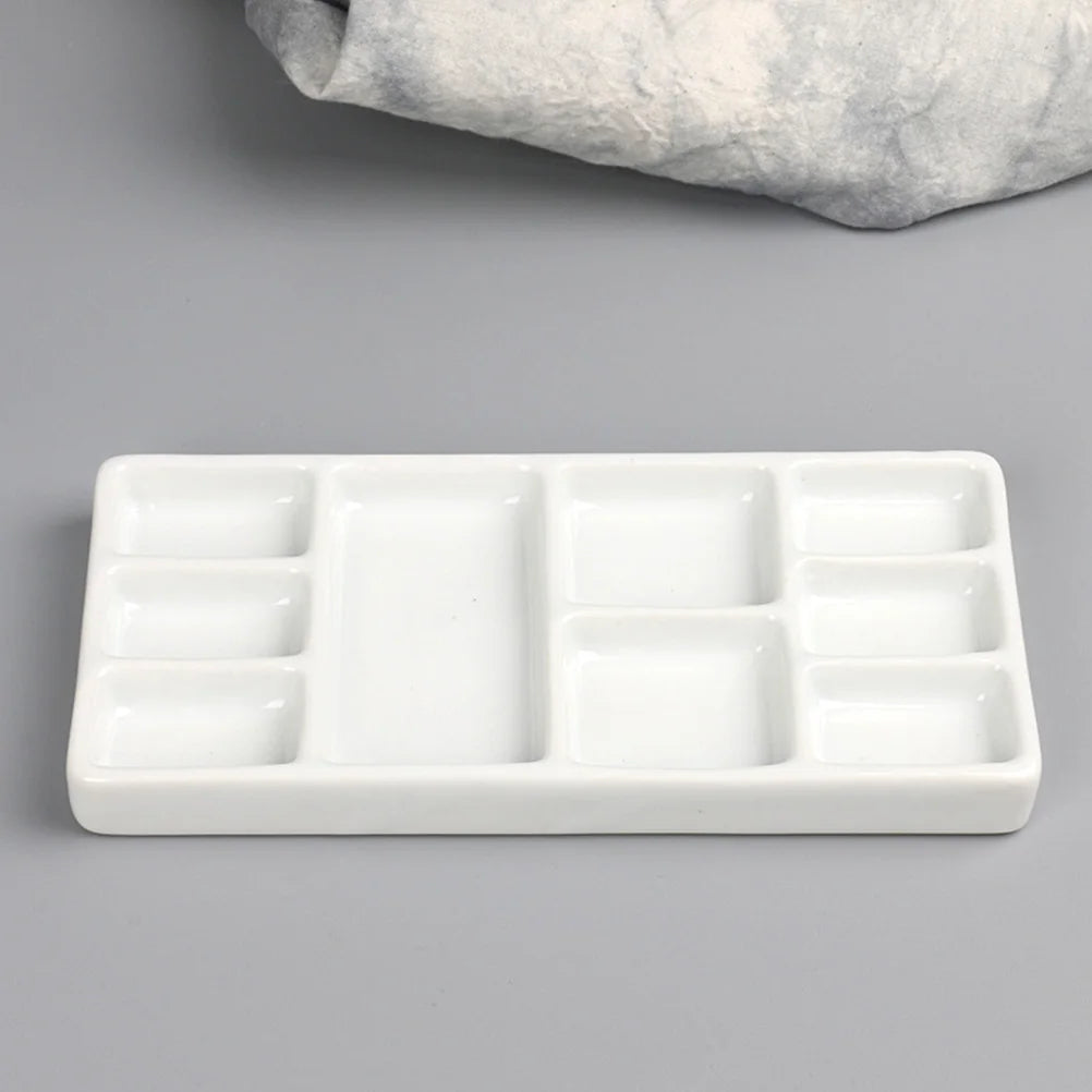 Ceramic Paint Pallet For Watercolor Gouache Rectangular Pigment Tray Oil Painting Pallet Palette Art Pigment Plate Ink Plate