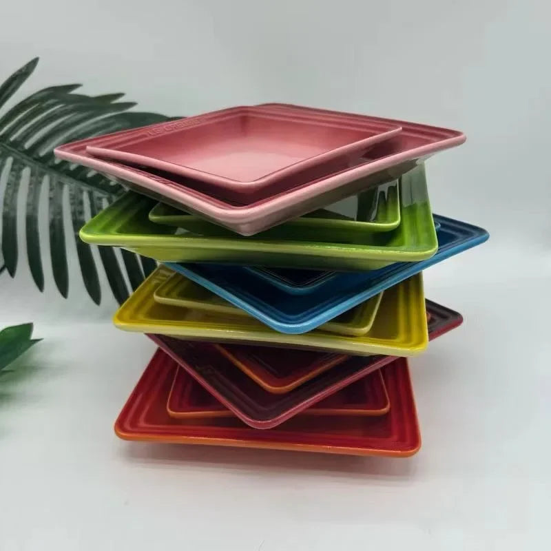 Square Plate French Cool Colorful Odd Shaped Plate Square Household Plates Steak Dish Trays Tableware