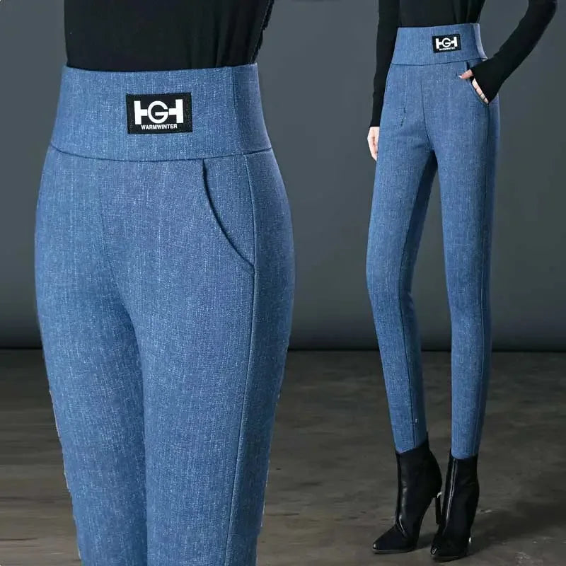 Lamb Wool Leggings Women High Waist Warm Leggings Outdoor Walking Casual Pants Stretchy Skinny with Pocket Elegant Leggings