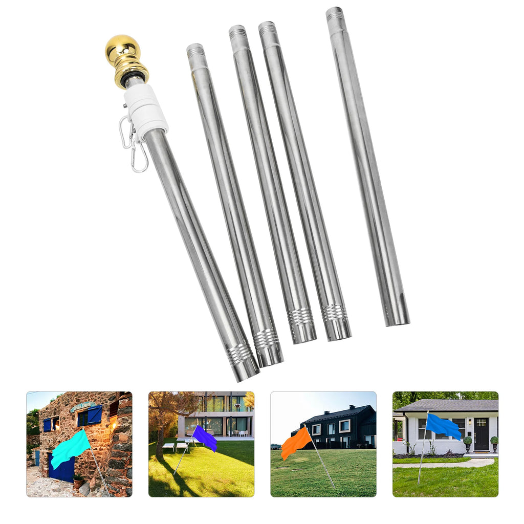 Flag Stainless Steel Flagpole Free Rotation Holder Stand Portable Outdoor Useful for Staff