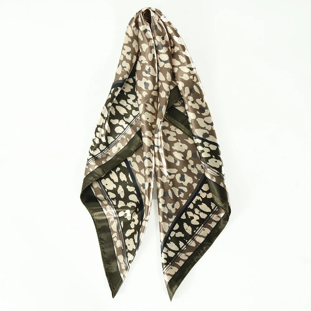 Silk Head Scarf Women Luxury Fashion Hair Scarve Summer Foulard Femme Satin Shawl Kerchief 90cm Square Headscarf Bandana Cheveux