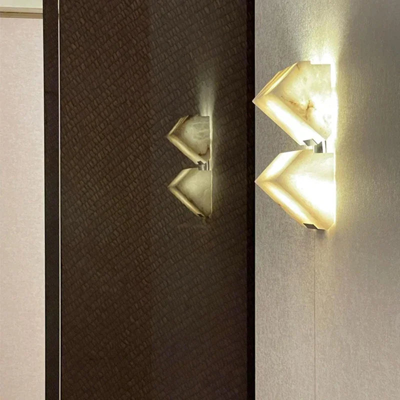 New Nordic Natural Marble Wall Lamp Hotel Corridor Corridor Lamps Living Room Bedroom Background Wall Bedside Copper Wall Lamp