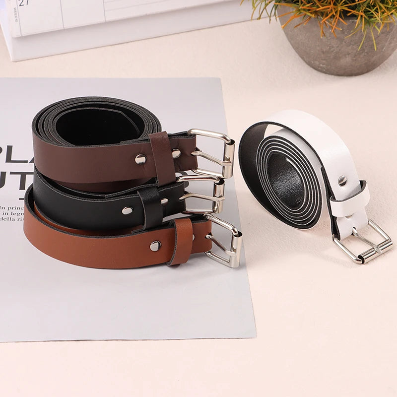 100CM Leather Belt Fashion Waist Belts Metal Buckle Waistband Pants Decorative Belt Clothing Accesories