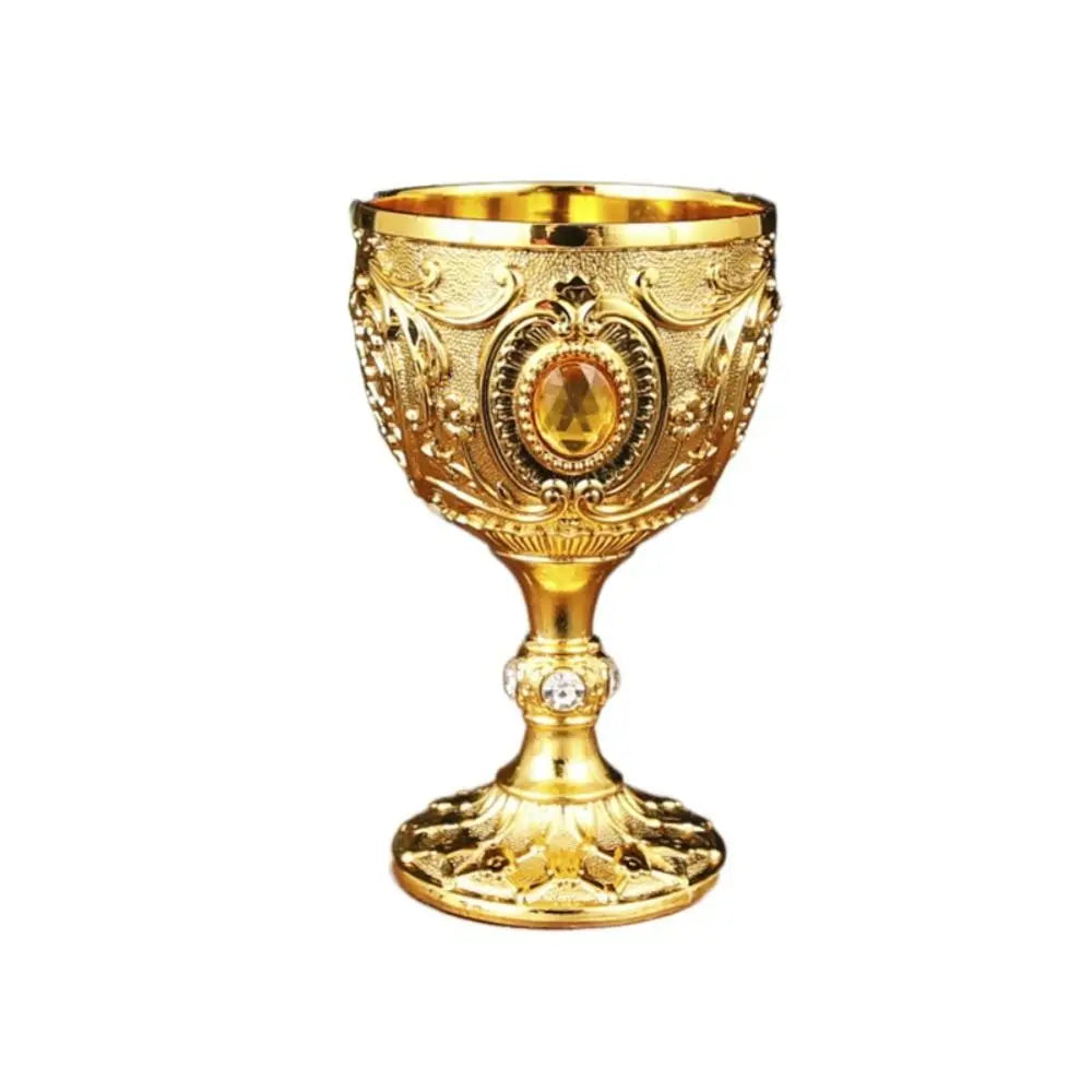 Drink Cup Embossed Vintage Metal Wine Cup Diamond-encrusted Anti-break Wine Glasses European Style Chalice Communion