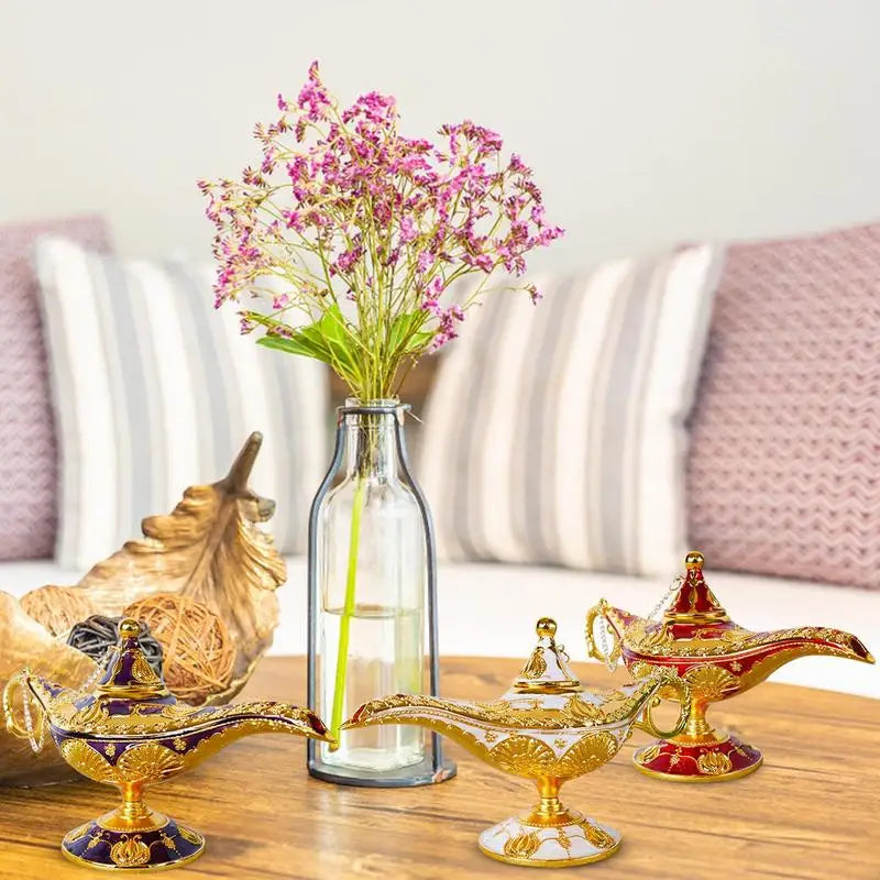 Legendary Aladdin Lamp Vintage Aladdin Lamp  Metal Crafts Classic Arabian Costume Props Tabletop Decor for Wedding Party