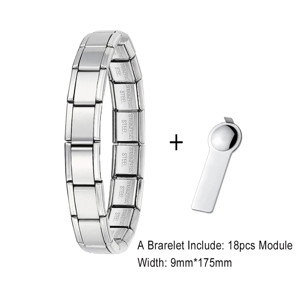 Golden Pattern Meaning Drip Oil Italian Charm Links Fit 9mm Stainless Steel Bracelets For Woman Men DIY Jewelry Making Wholesale