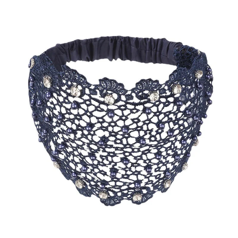 Fashion Wide-Brimmed Pearl Hair Band Cover Gray Hair Hair Accessories Girl's Face Washing Sports Casual Closed Head Cover Tiara