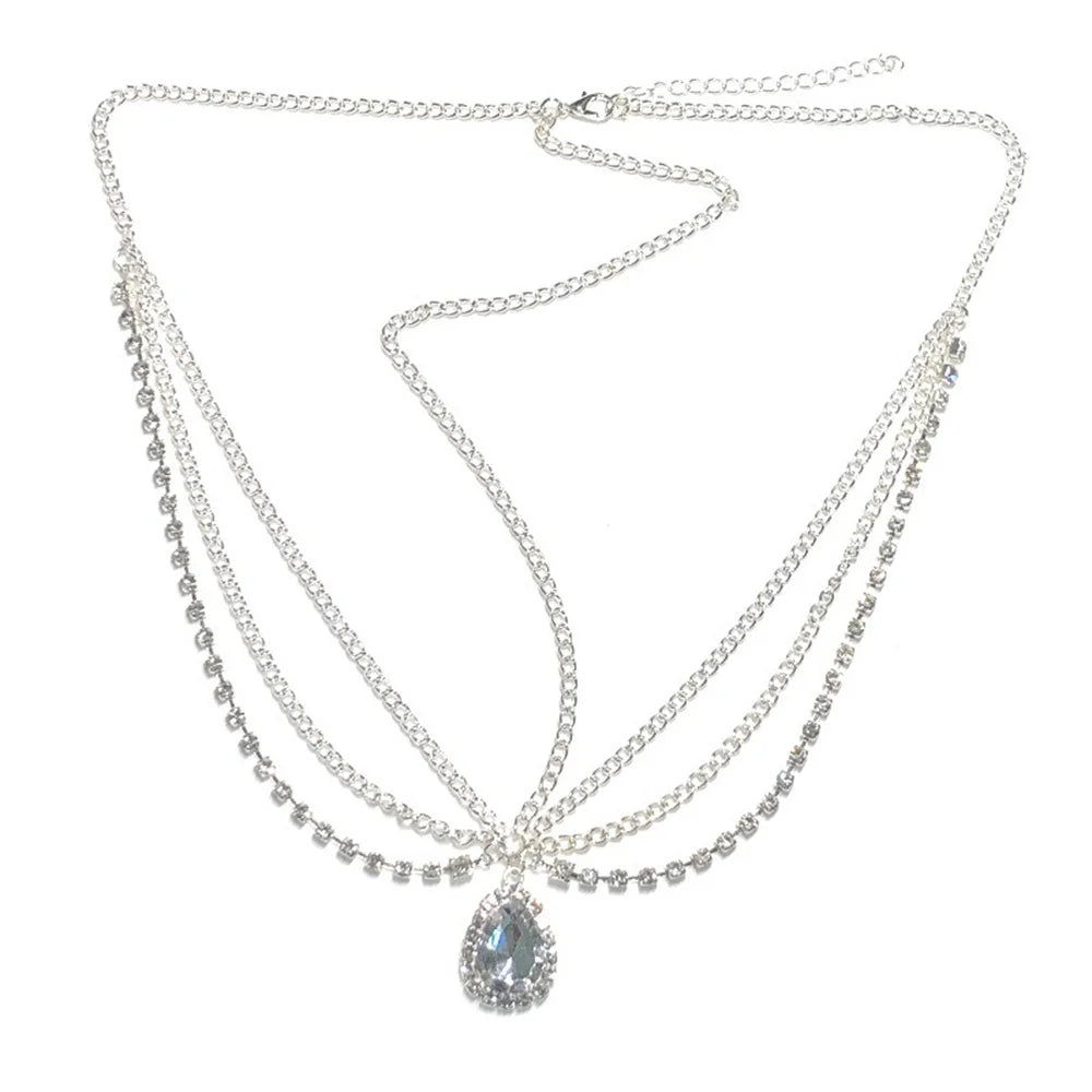 Crystal Forehead Eyebrow Pendant Headwear European American Bride Water Drop Hair Head Chain Bohemian National Head Styling Tool