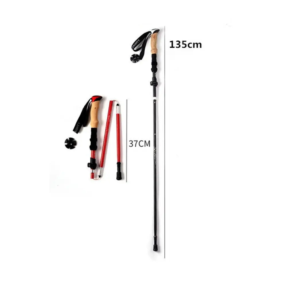 Expandable Aluminum Outdoor Trekking Poles EVA 5 Section Walking Sticks Quick Adjustable Locks Folding Wading Staff Camping