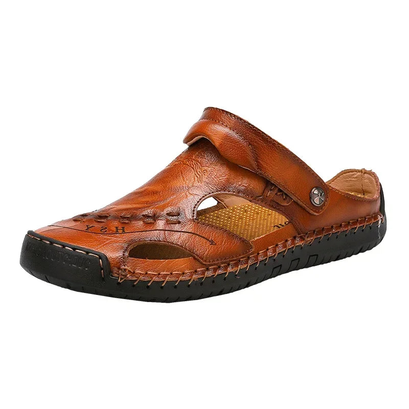 Genuine Leather Men Sandals Summer Man Slippers Comfortable Trend Slip on Baotou Male Sandals Outdoor Casual Trekking Sandales