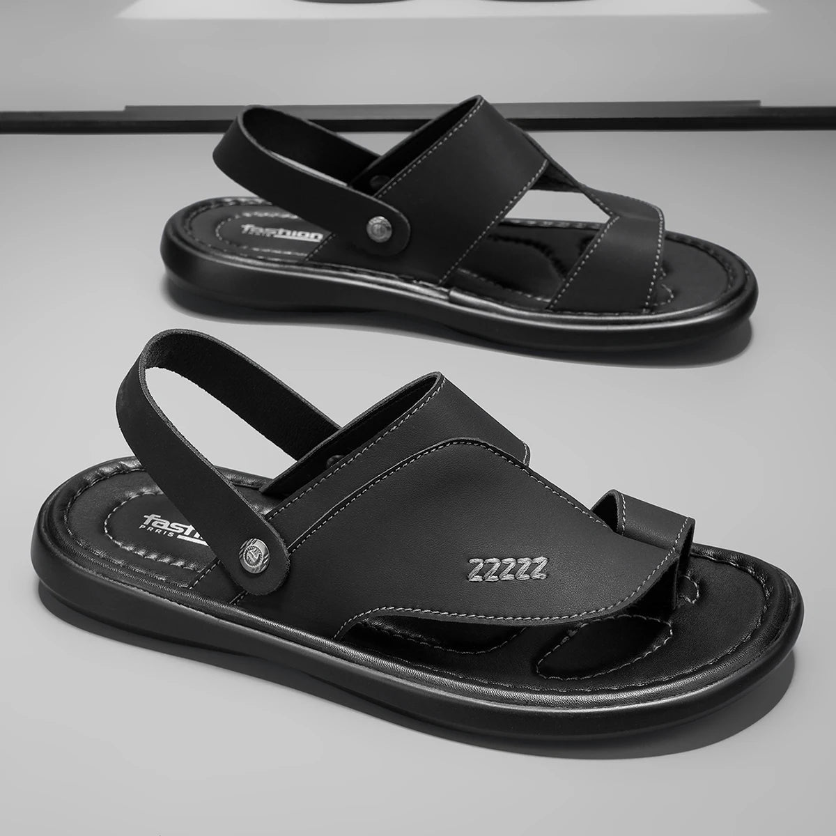 Beach Shoes Summer New Genuine Leather Men's Sandals Casual Breathable Non-Slip Dual-Use Flip-Flops Slippers