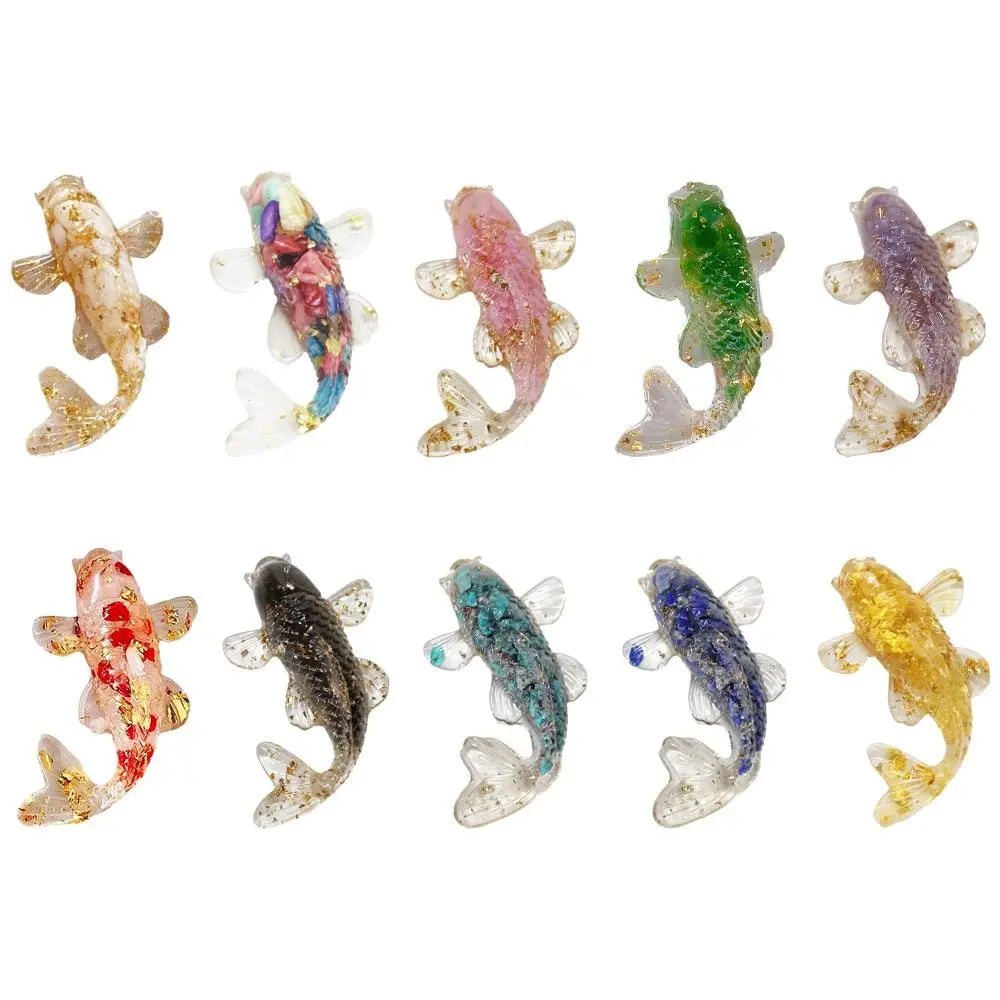 1PC Natural Crystal Crushed Stone Koi Fish Figure Ornament Drip Gel Small Goldfish Gifts Desktop Beautiful Jewelry