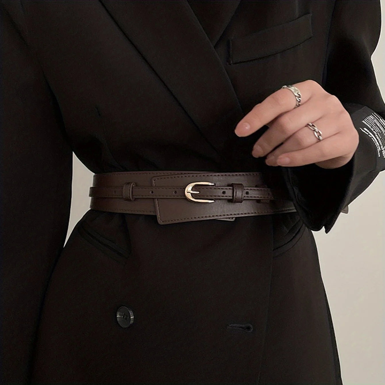 PU Leather Detachable Girdle Stylish Pin Buckle Wide Waistband Vintage Coat Dress Belt For Women
