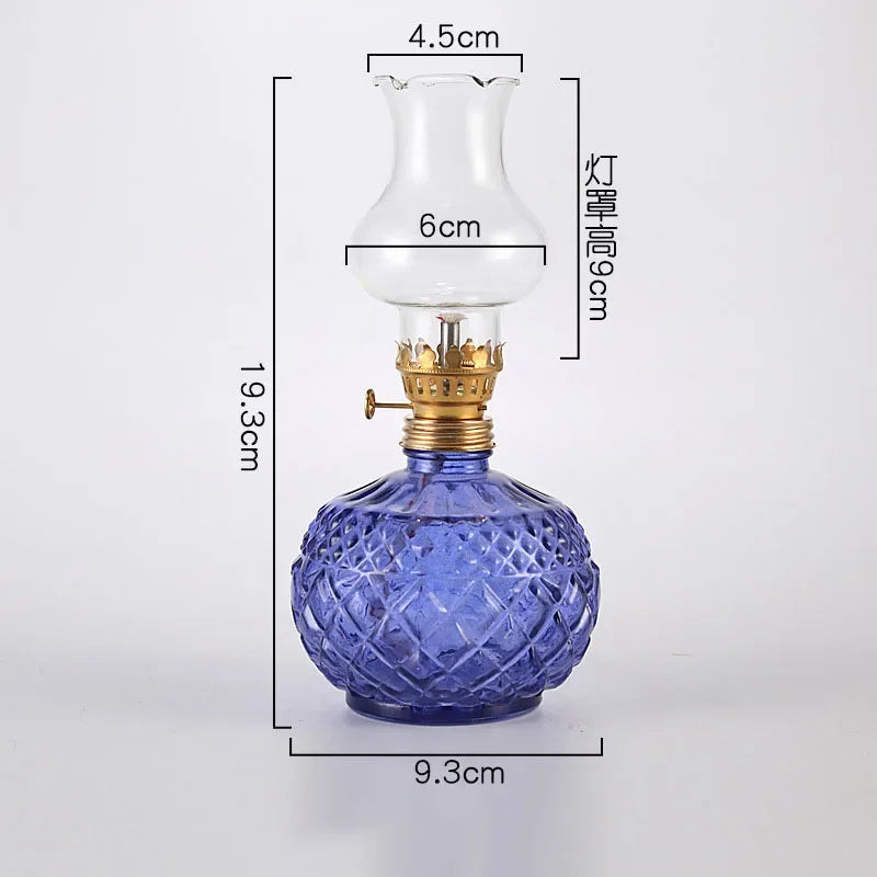 Rustic Large Oil Lamp Vintage Glass Kerosene Lamp Antique Oil Lamps for Indoor Use Emergency Lighting Hurricane Lamp Chamber